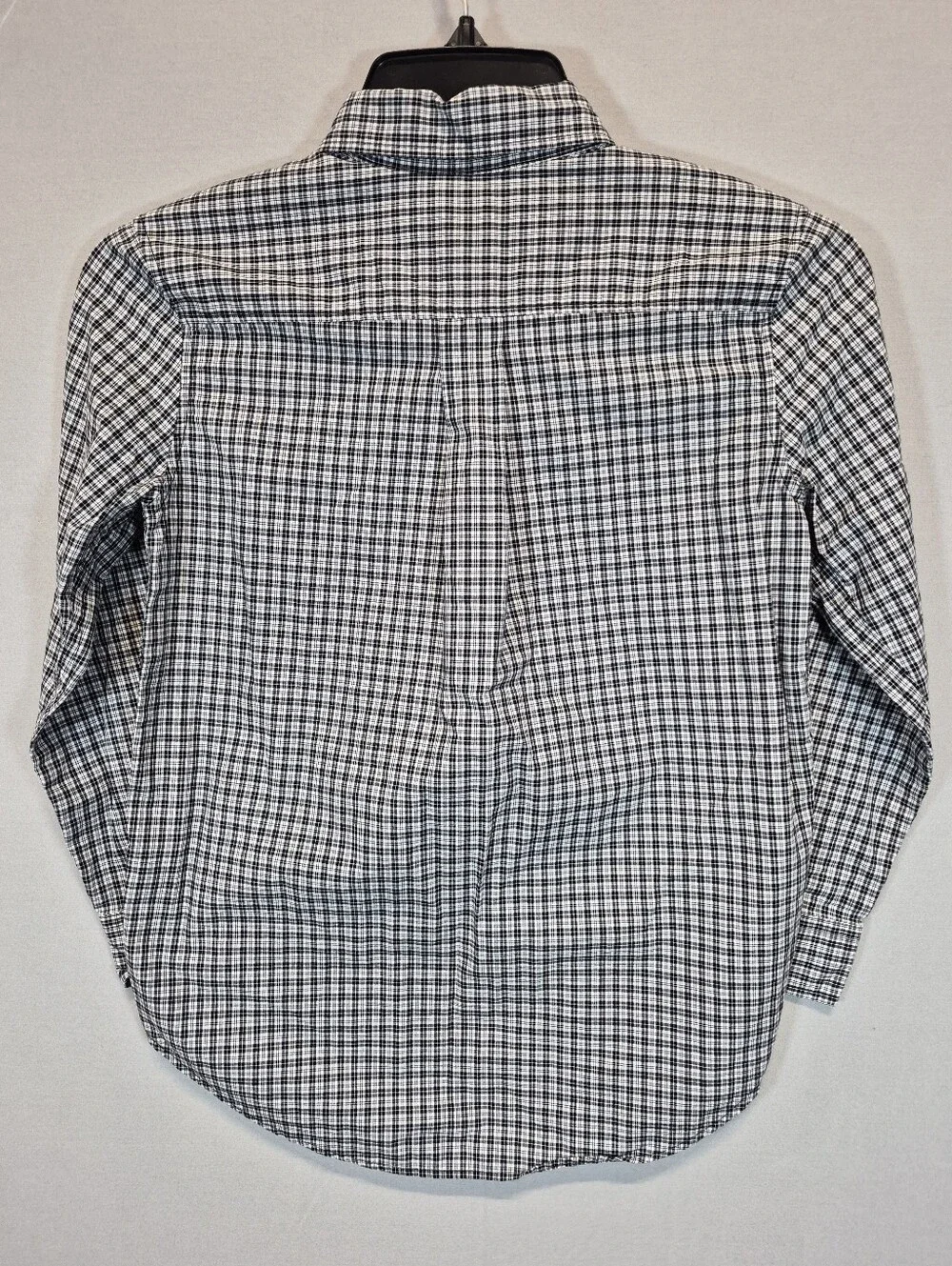 Ralph Lauren Boys Button-Down Shirt Plaid Black White Size 7